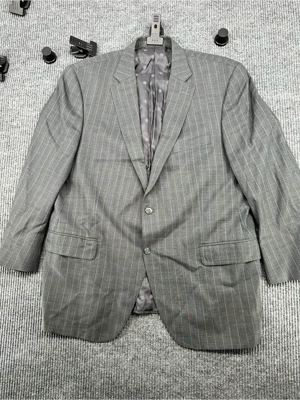 Peter Millar Simon Gray Pinstripe Wool Sport Coat Blazer 48R